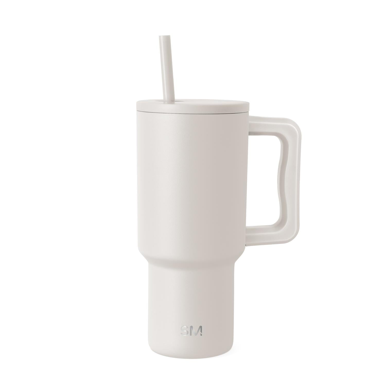 Simple Modern 30 fl oz Insulated Stainless Steel Trek Tumbler with Straw Lid | Seaglass Sage and Cream Checkmate 23VN