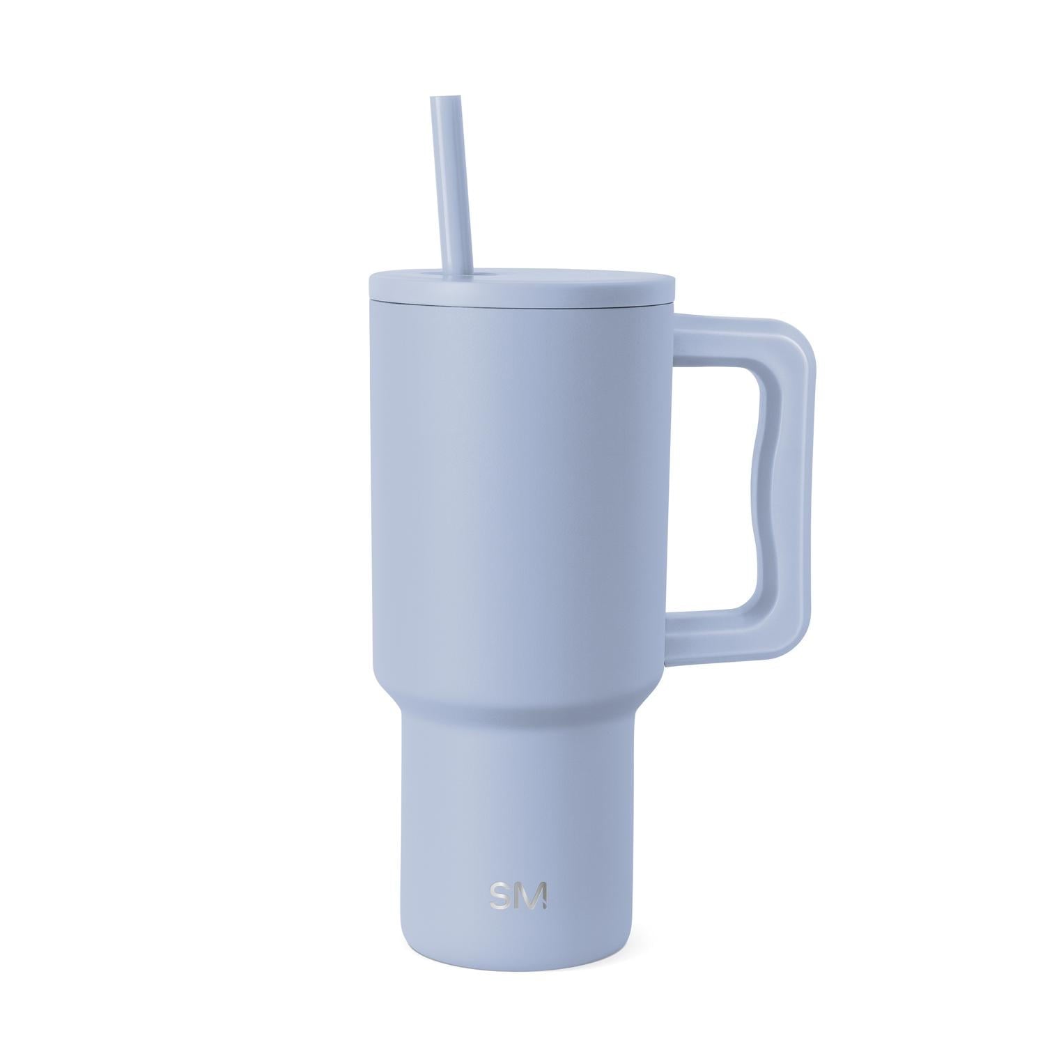 Simple Modern 30 fl oz Insulated Stainless Steel Trek Tumbler with Straw Lid | Seaglass Sage and Cream Checkmate 23VN