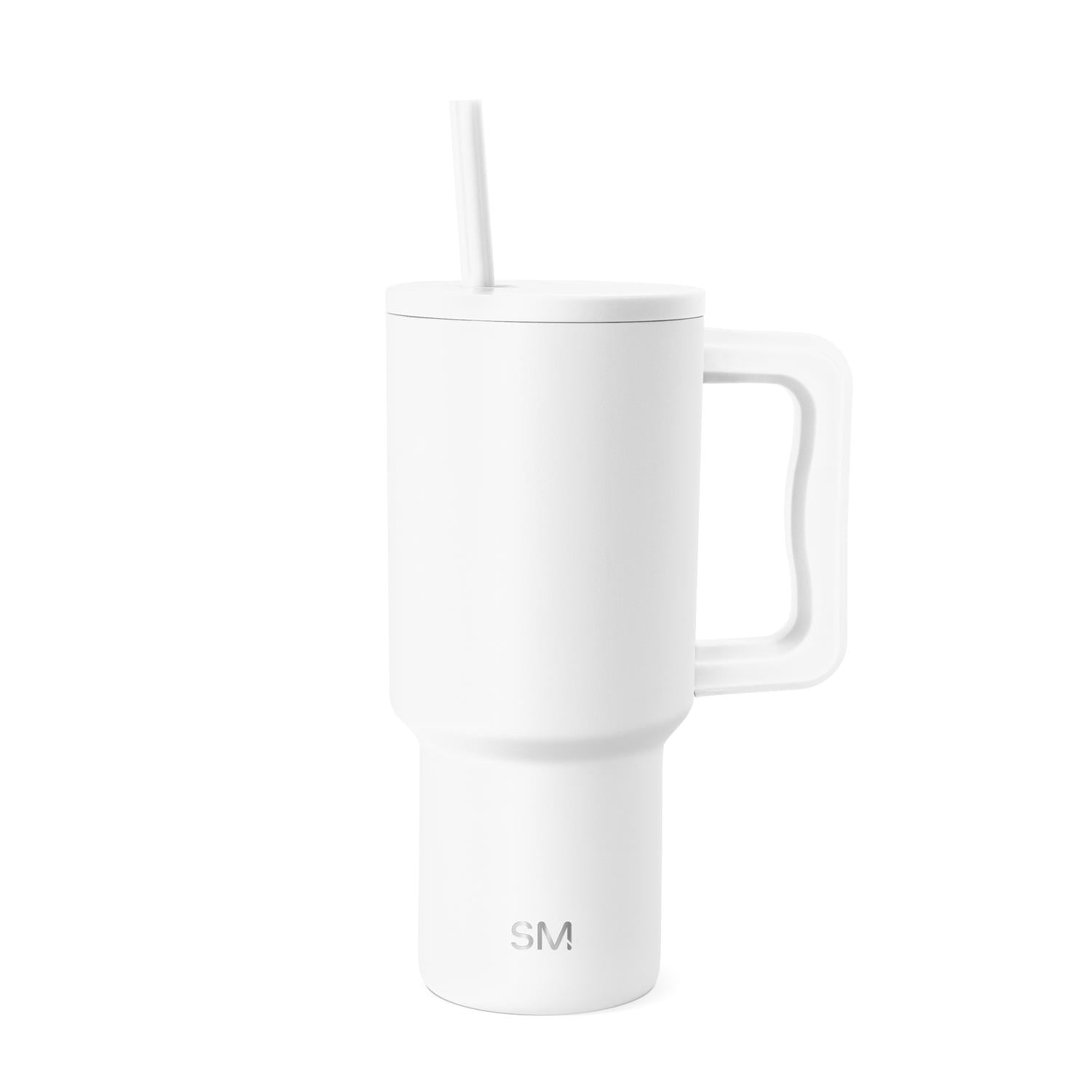 Simple Modern 30 fl oz Insulated Stainless Steel Trek Tumbler with Straw Lid | Seaglass Sage and Cream Checkmate 23VN