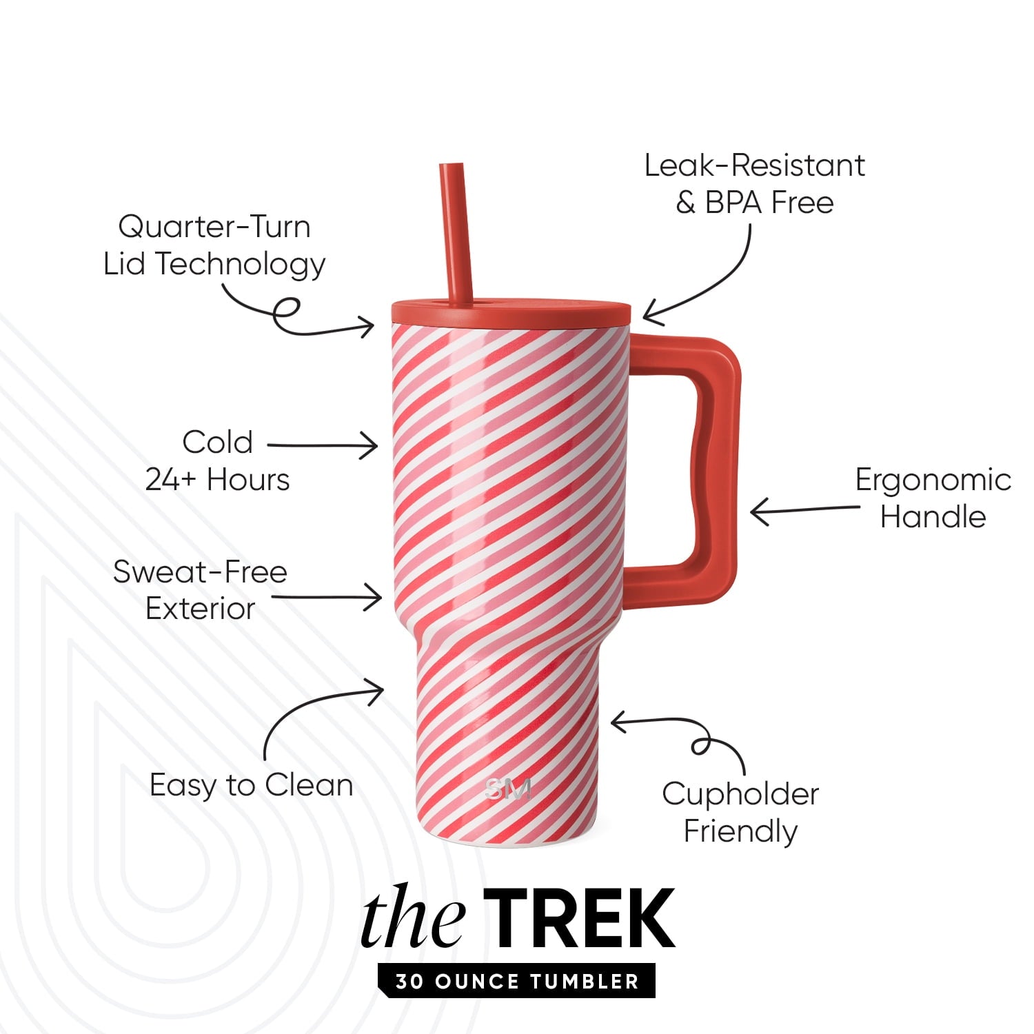Simple Modern 30 fl oz Insulated Stainless Steel Trek Tumbler with Straw Lid | Seaglass Sage and Cream Checkmate 23VN