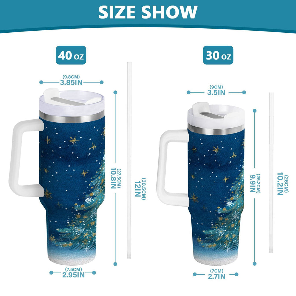 40 oz Insulated Stainless Steel Tumbler Double Wall Stainless Steel Tumbler with 2-Way Drinking Watercolor Christmas Tree B2X3