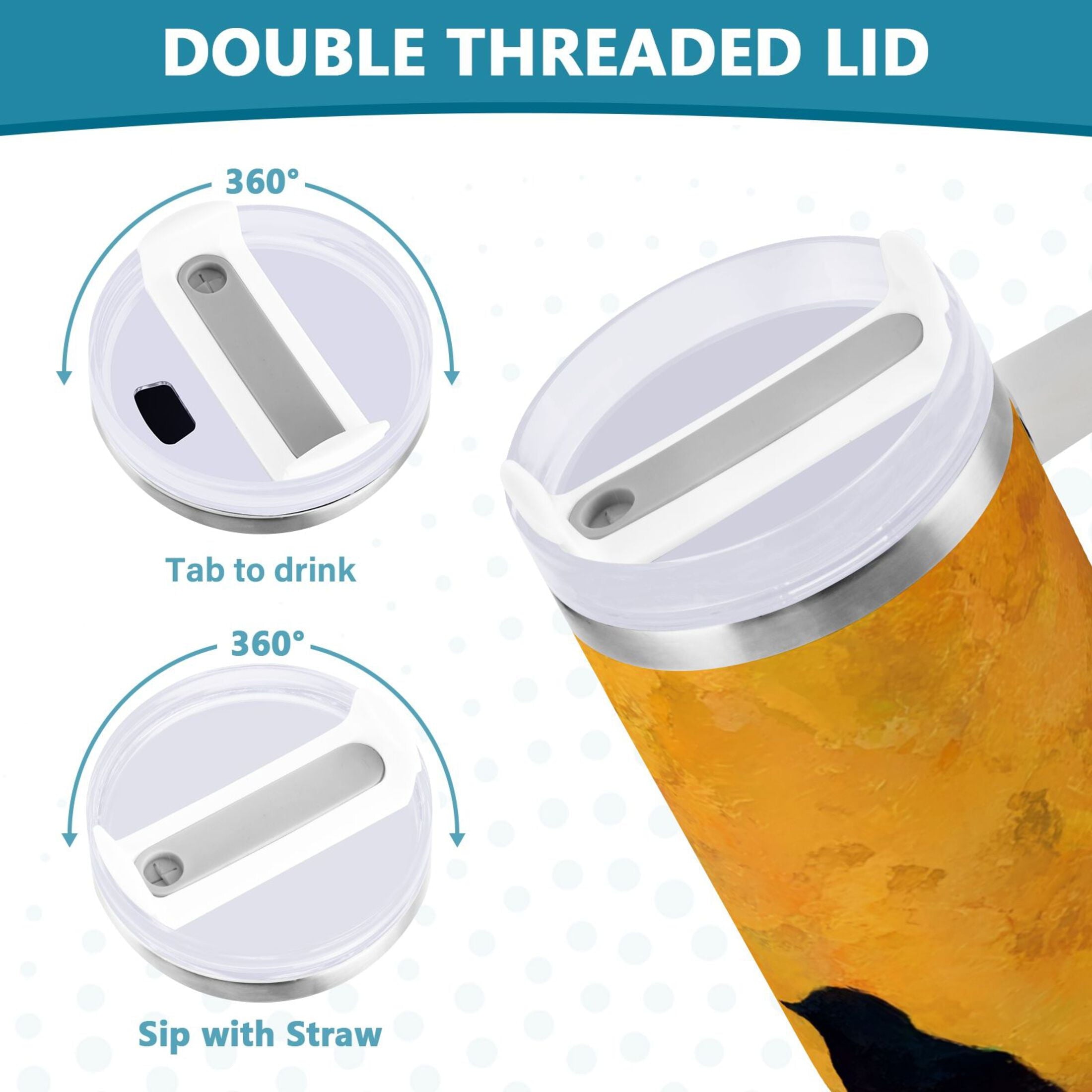30 oz Insulated Stainless Steel Tumbler Double Wall Stainless Steel Tumbler with 2-Way Drinking Birds on A Wire NDNH
