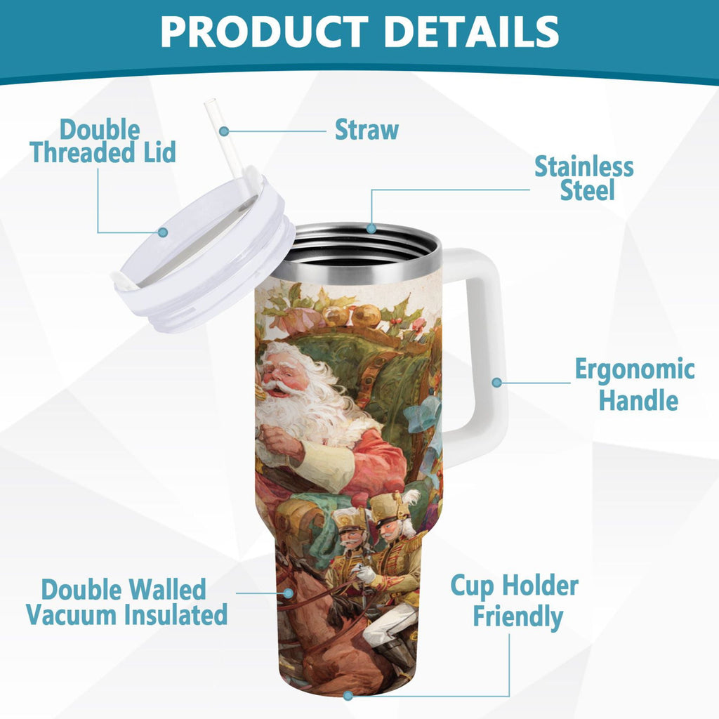 30 oz Insulated Stainless Steel Tumbler Double Wall Stainless Steel Tumbler with 2-Way Drinking Santa Claus Sitting in Chair 6CYN