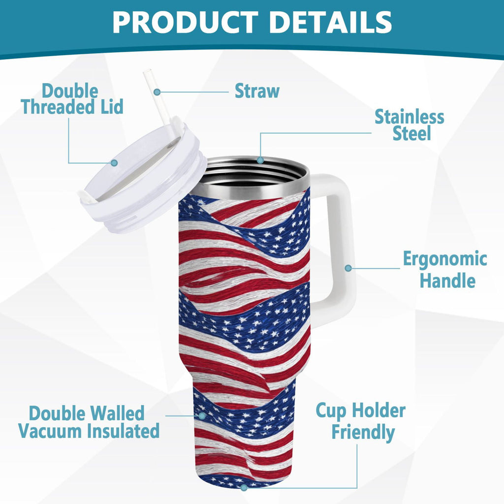 30 oz Insulated Stainless Steel Tumbler Double Wall Stainless Steel Tumbler with 2-Way Drinking Flags Wave Pattern F7EY