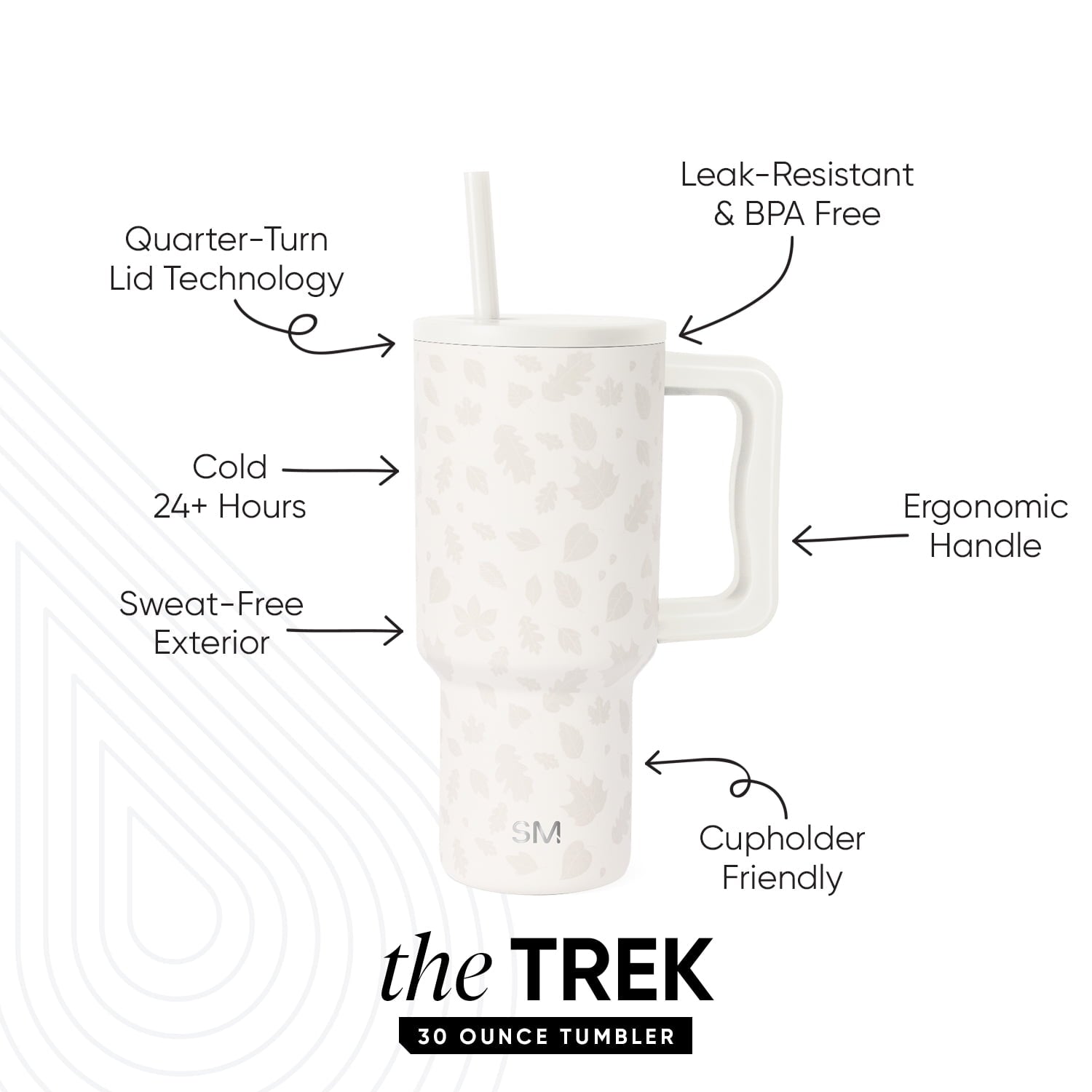 Simple Modern 30 fl oz Insulated Stainless Steel Trek Tumbler with Straw Lid | Seaglass Sage and Cream Checkmate 23VN