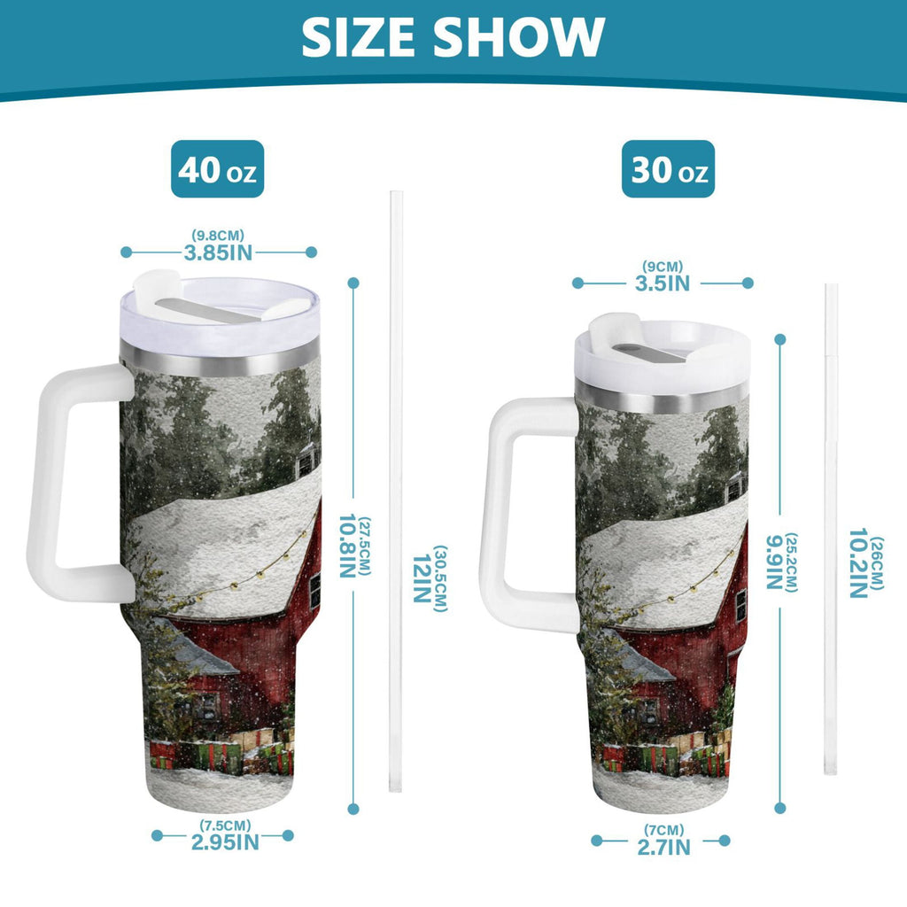 30 oz Insulated Stainless Steel Tumbler Double Wall Stainless Steel Tumbler with 2-Way Drinking Old Red Barn LQXC