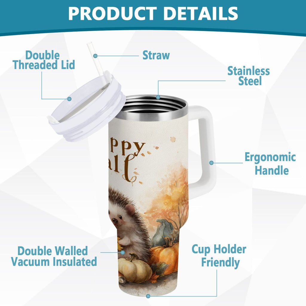 30 oz Insulated Stainless Steel Tumbler Double Wall Stainless Steel Tumbler with 2-Way Drinking Cute Little Hedgehog 9LFP