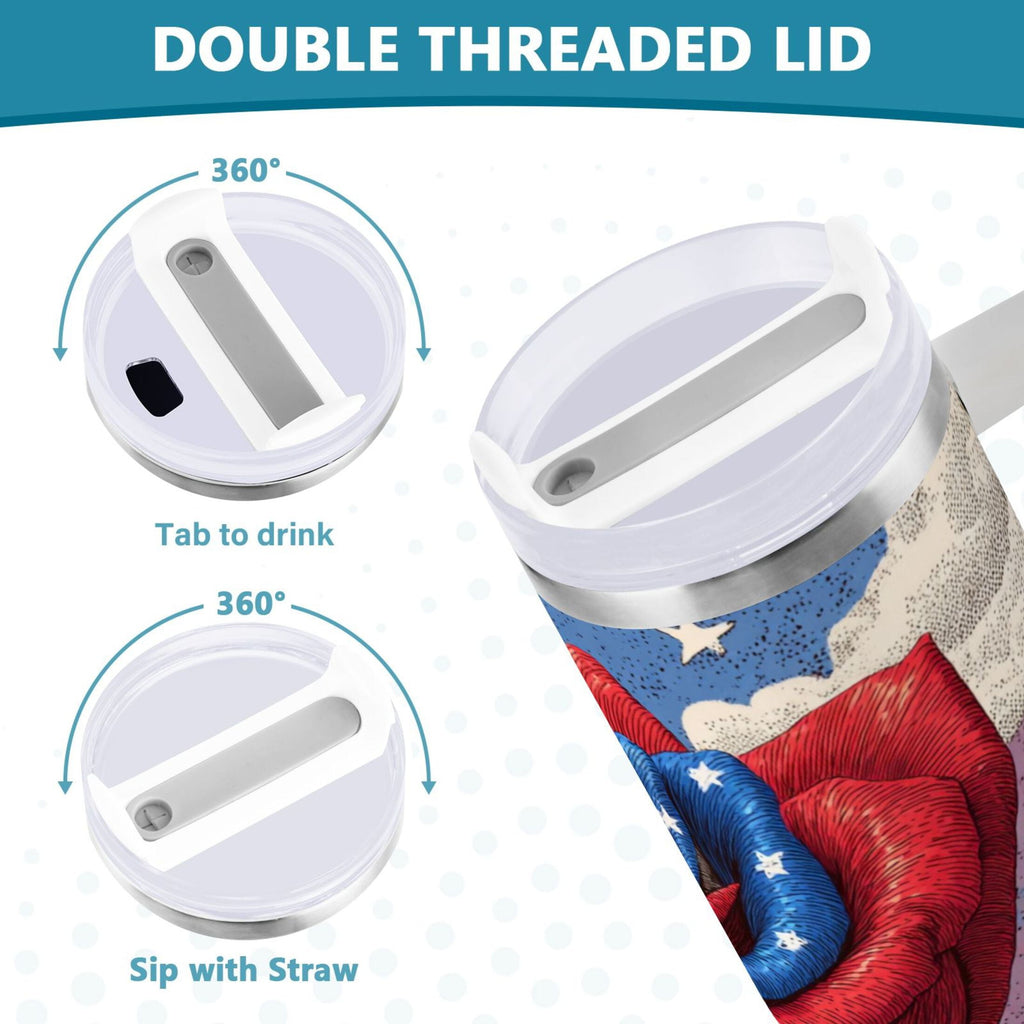 40 oz Insulated Stainless Steel Tumbler Double Wall Stainless Steel Tumbler with 2-Way Drinking Roses and Clouds TPIW