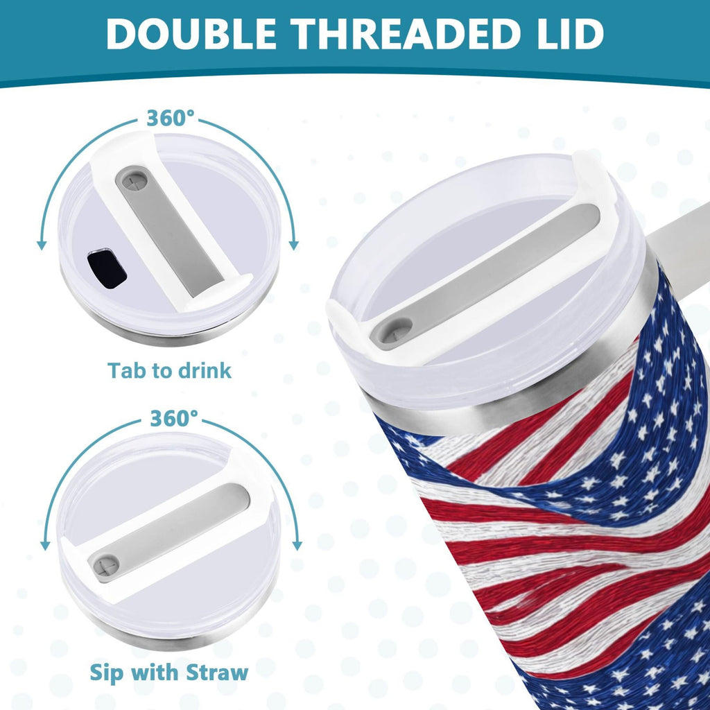 30 oz Insulated Stainless Steel Tumbler Double Wall Stainless Steel Tumbler with 2-Way Drinking Flags Wave Pattern F7EY