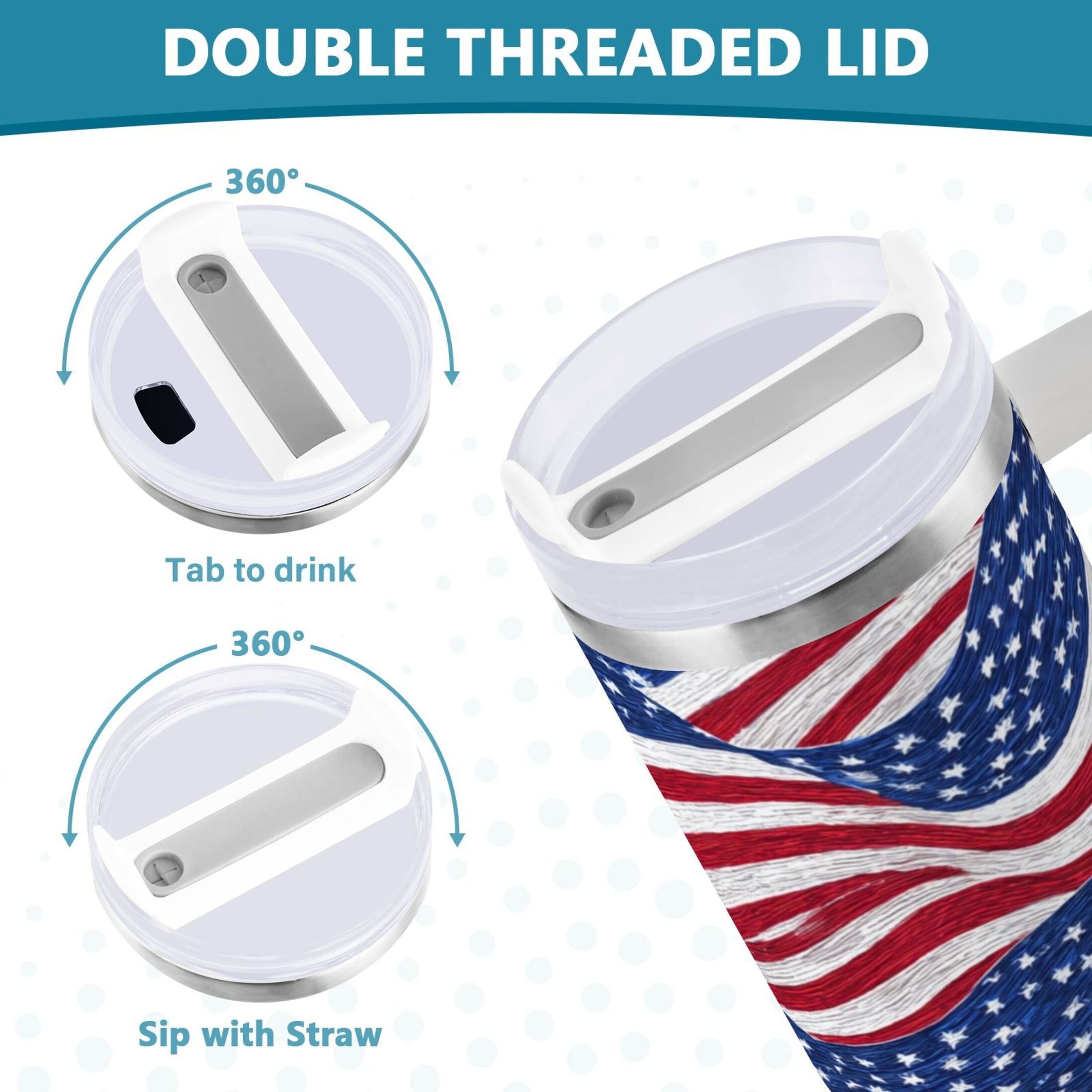 30 oz Insulated Stainless Steel Tumbler Double Wall Stainless Steel Tumbler with 2-Way Drinking Flags Wave Pattern F7EY