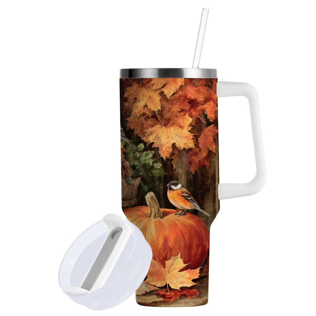 30 oz Insulated Stainless Steel Tumbler Double Wall Stainless Steel Tumbler with 2-Way Drinking Beautiful Fall Scene CN9K