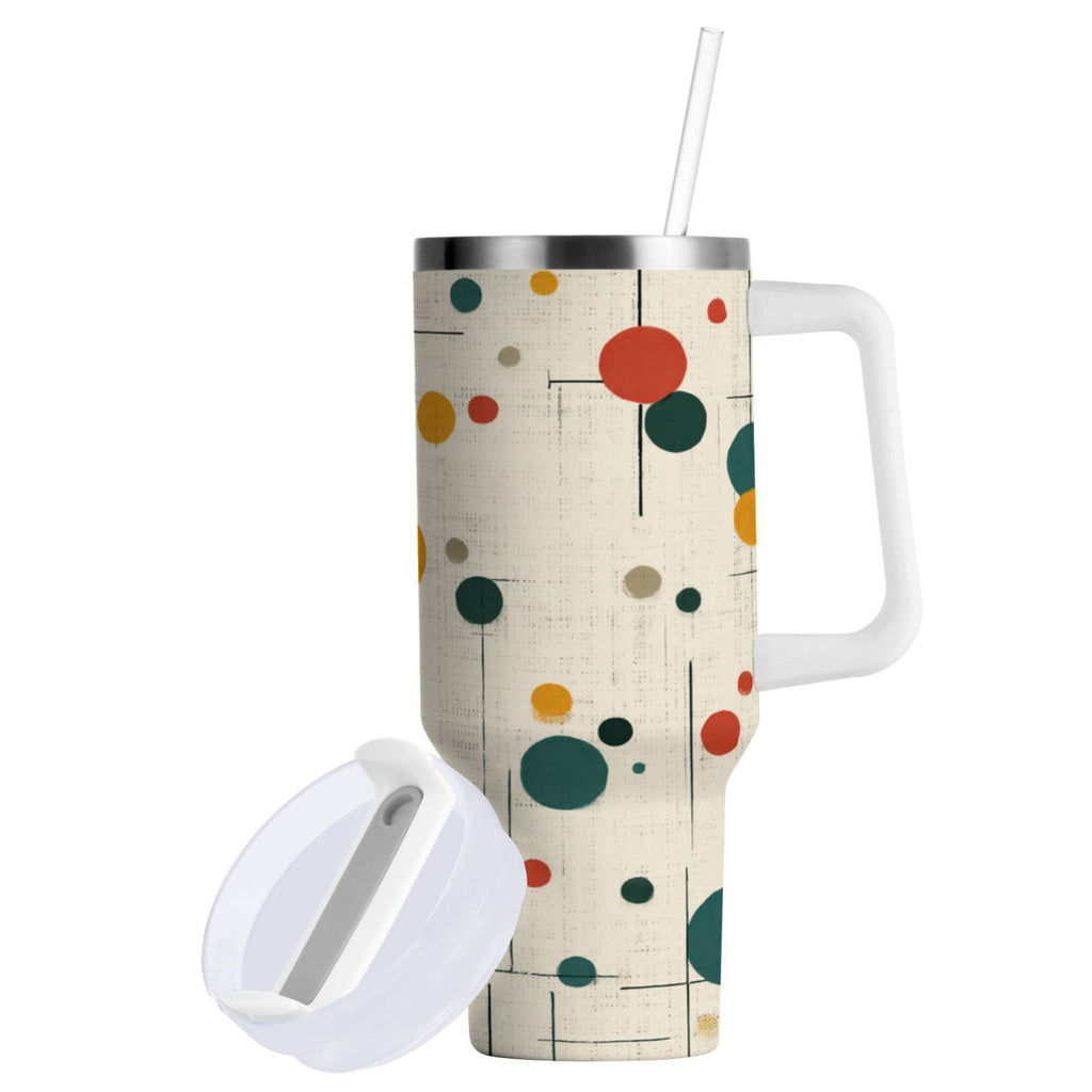 30 oz Insulated Stainless Steel Tumbler Double Wall Stainless Steel Tumbler with 2-Way Drinking Colorful Dots and Lines WBHQ