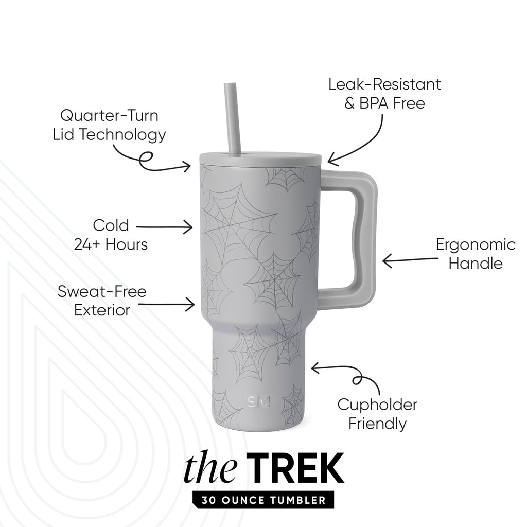 Simple Modern 30 fl oz Insulated Stainless Steel Trek Tumbler with Straw Lid | Seaglass Sage and Cream Checkmate 23VN