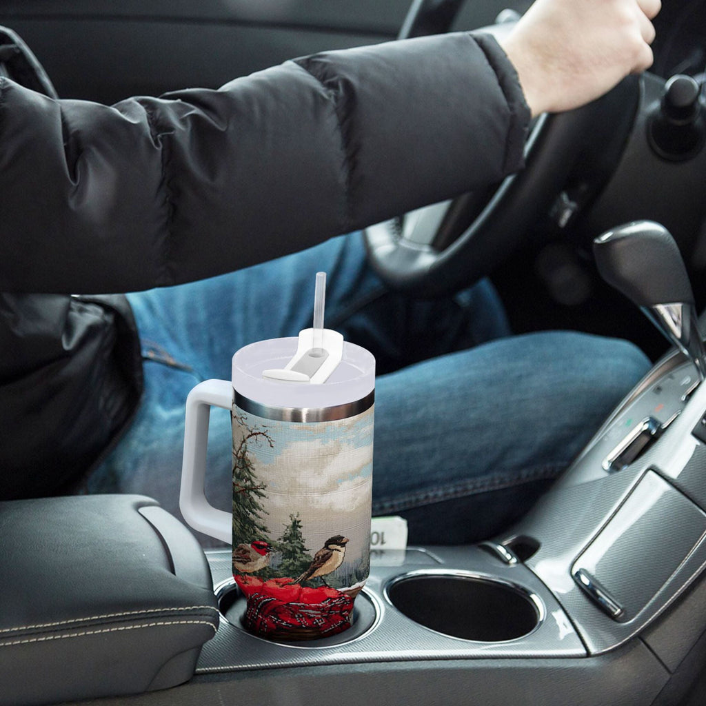 30 oz Insulated Stainless Steel Tumbler Double Wall Stainless Steel Tumbler with 2-Way Drinking Apples and Baskets GI9U