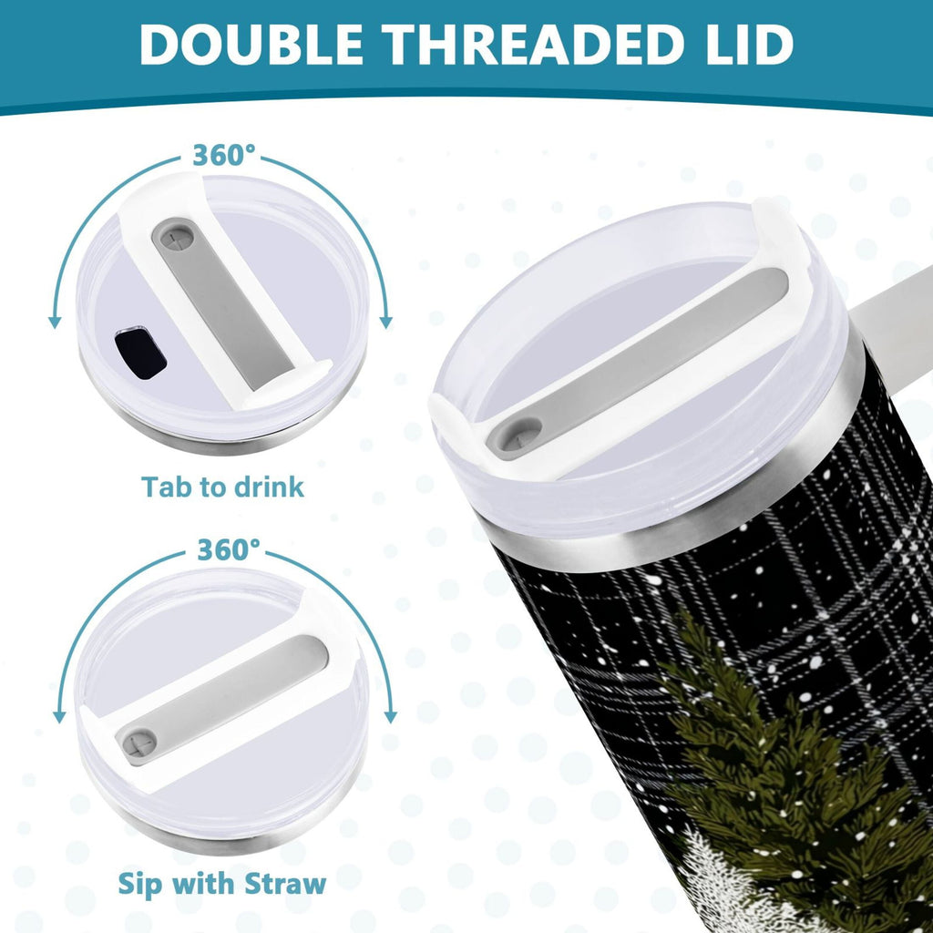 40 oz Insulated Stainless Steel Tumbler Double Wall Stainless Steel Tumbler with 2-Way Drinking Red Truck with Christmas Tree VV28