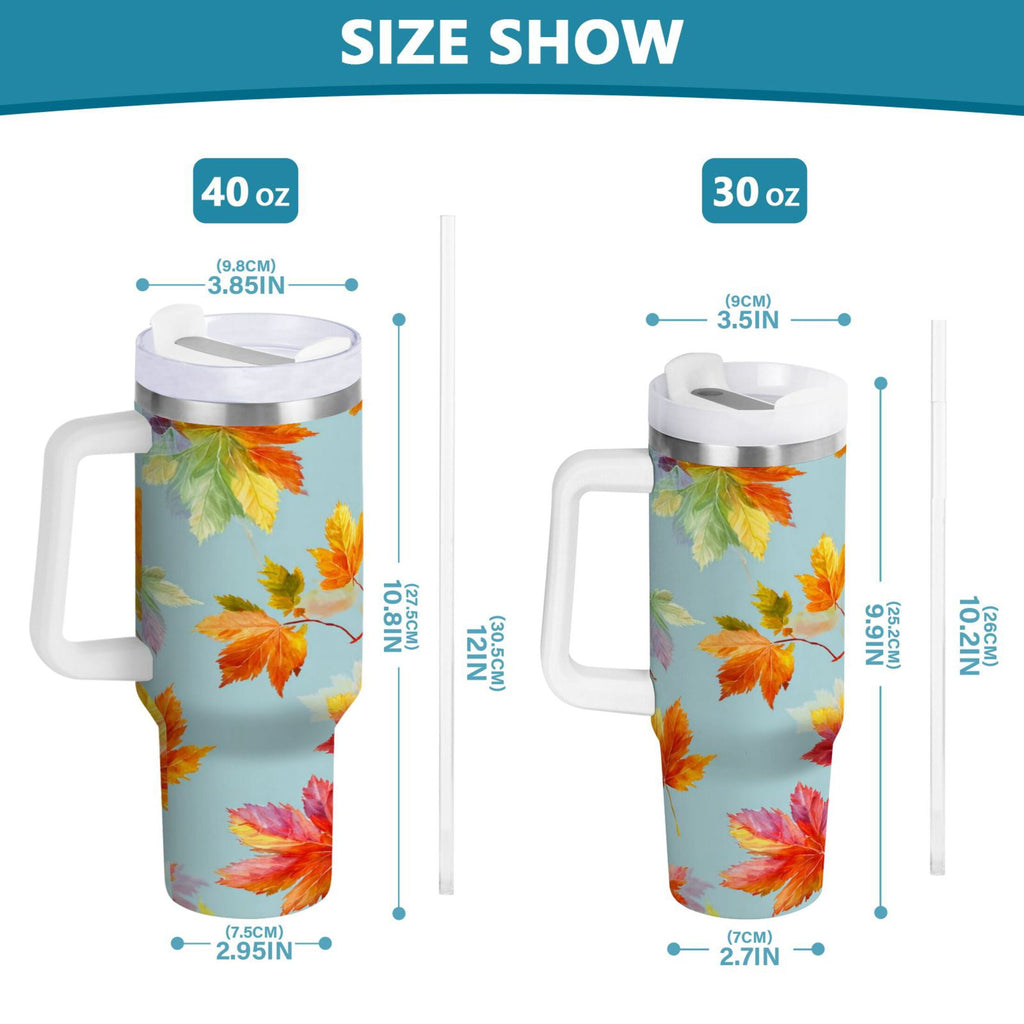 30 oz Insulated Stainless Steel Tumbler Double Wall Stainless Steel Tumbler with 2-Way Drinking Colorful Autumn Maple Leaves OEY1