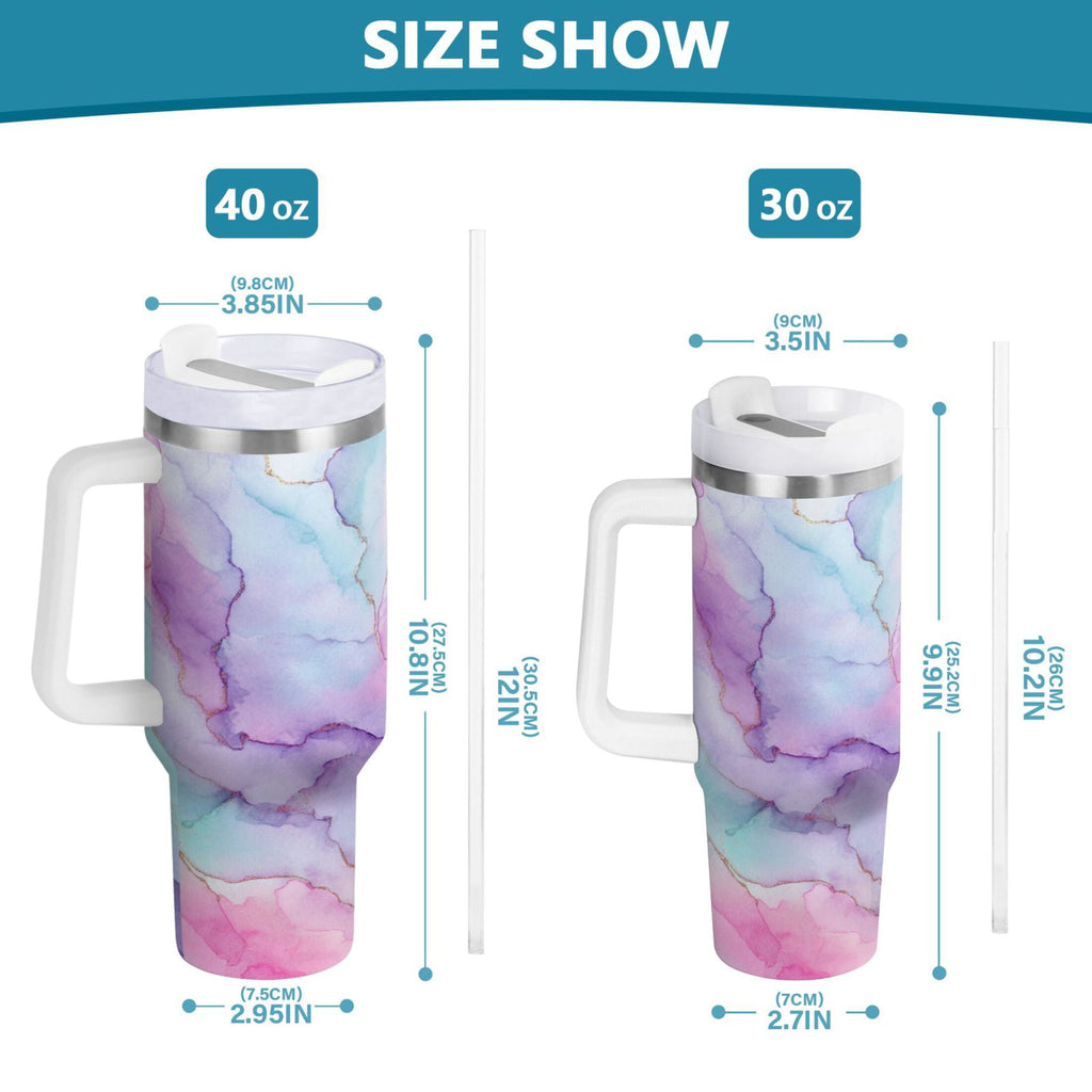 30 oz Insulated Stainless Steel Tumbler Double Wall Stainless Steel Tumbler with 2-Way Drinking Pastel Pink Marble Texture HZMC