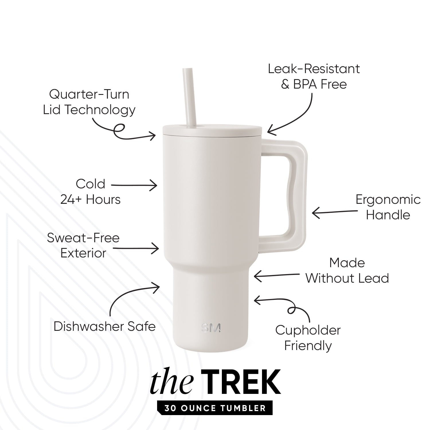 Simple Modern 30 fl oz Insulated Stainless Steel Trek Tumbler with Straw Lid | Seaglass Sage and Cream Checkmate 23VN