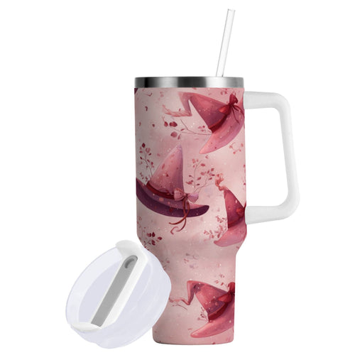 30 oz Insulated Stainless Steel Tumbler Double Wall Stainless Steel Tumbler with 2-Way Drinking Hats with Delicate Bows M2L6