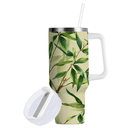 30 oz Insulated Stainless Steel Tumbler Double Wall Stainless Steel Tumbler with 2-Way Drinking Bamboo Pattern KC0H