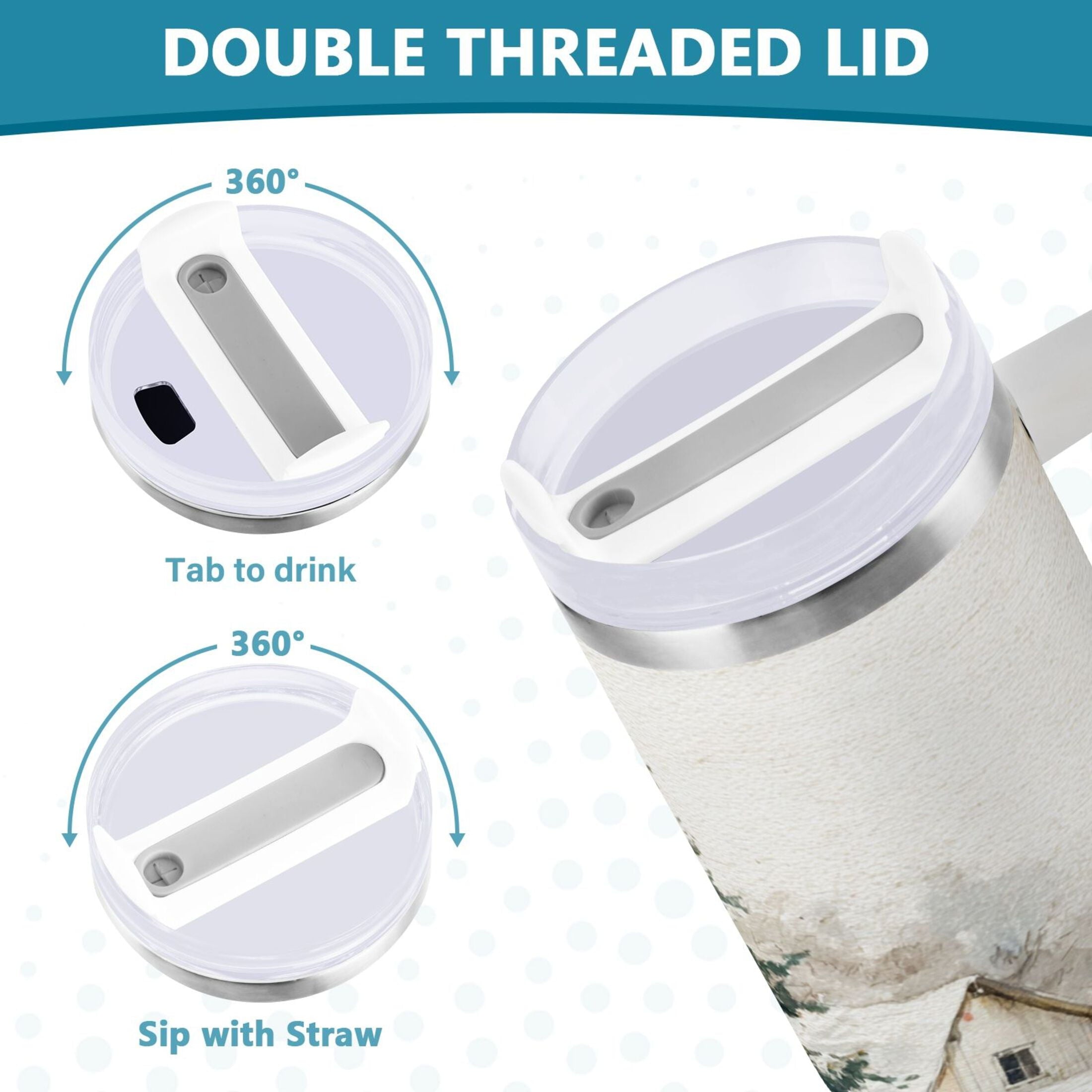 30 oz Insulated Stainless Steel Tumbler Double Wall Stainless Steel Tumbler with 2-Way Drinking Truck with Christmas Decorations TW3N