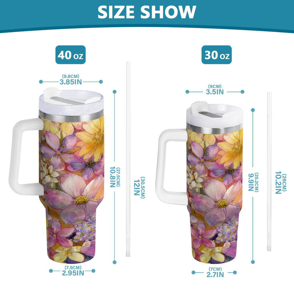30 oz Insulated Stainless Steel Tumbler Double Wall Stainless Steel Tumbler with 2-Way Drinking Summer Blossoms QNMI