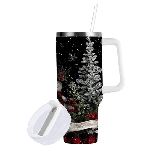 30 oz Insulated Stainless Steel Tumbler Double Wall Stainless Steel Tumbler with 2-Way Drinking Christmas Snowman JCA1
