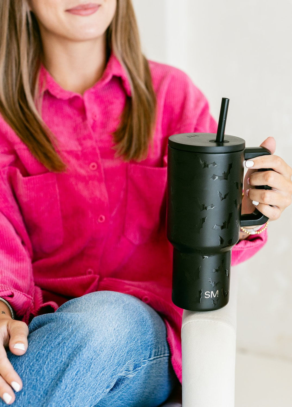Simple Modern 30 fl oz Insulated Stainless Steel Trek Tumbler with Straw Lid | Seaglass Sage and Cream Checkmate 23VN