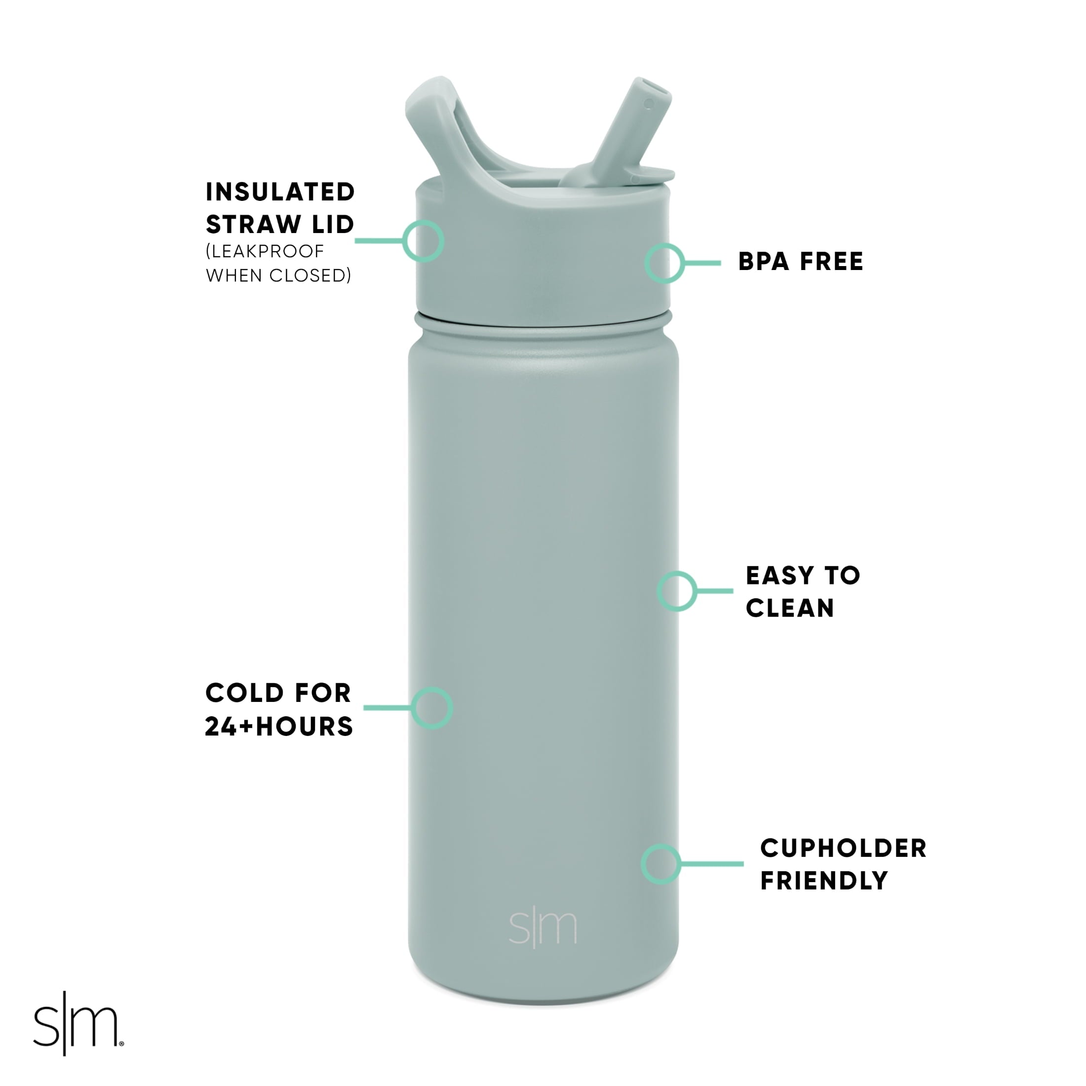Simple Modern Summit Water Bottle Straw Lid Vacuum Insulated Stainless Steel Bottle | 18 fl oz JUWD