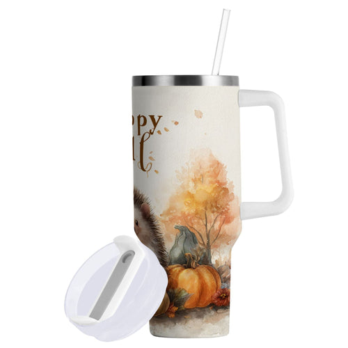30 oz Insulated Stainless Steel Tumbler Double Wall Stainless Steel Tumbler with 2-Way Drinking Cute Little Hedgehog 9LFP