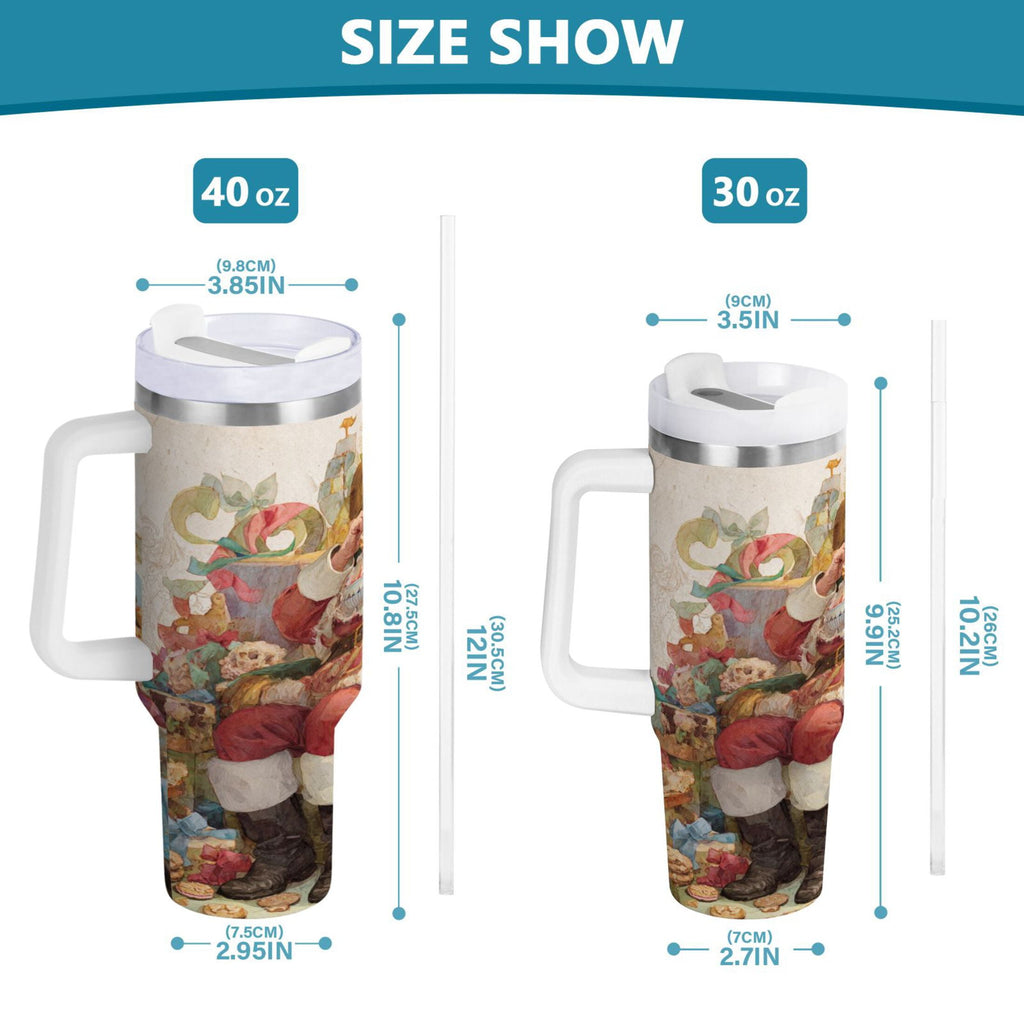 30 oz Insulated Stainless Steel Tumbler Double Wall Stainless Steel Tumbler with 2-Way Drinking Santa Claus Sitting in Chair 6CYN