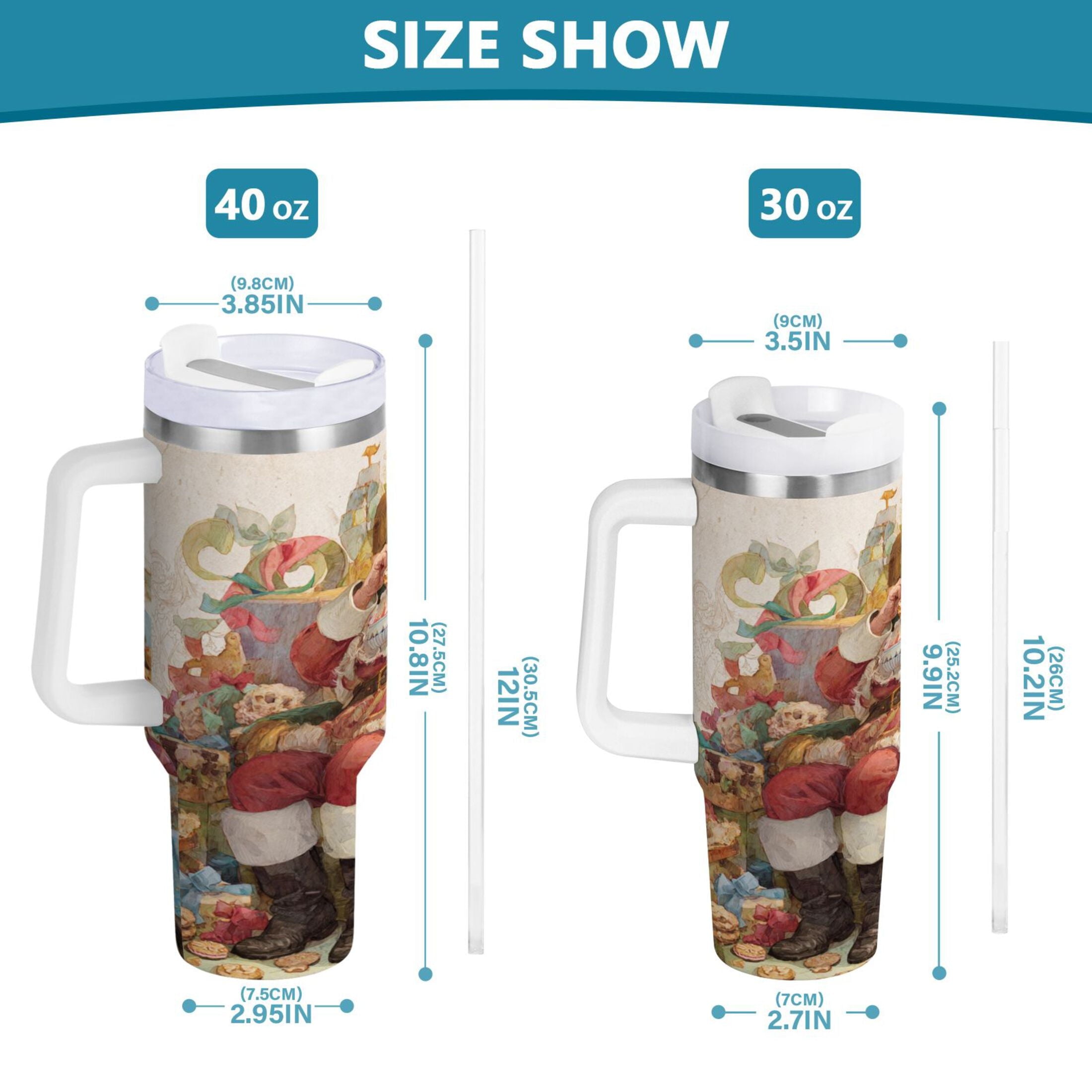 30 oz Insulated Stainless Steel Tumbler Double Wall Stainless Steel Tumbler with 2-Way Drinking Santa Claus Sitting in Chair 6CYN
