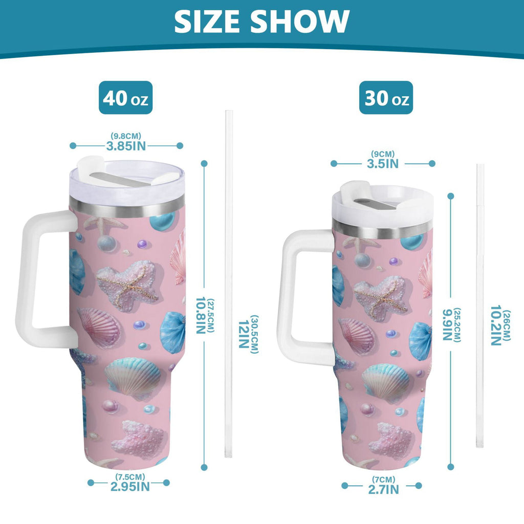 30 oz Insulated Stainless Steel Tumbler Double Wall Stainless Steel Tumbler with 2-Way Drinking Seashells and Bows N4ZL