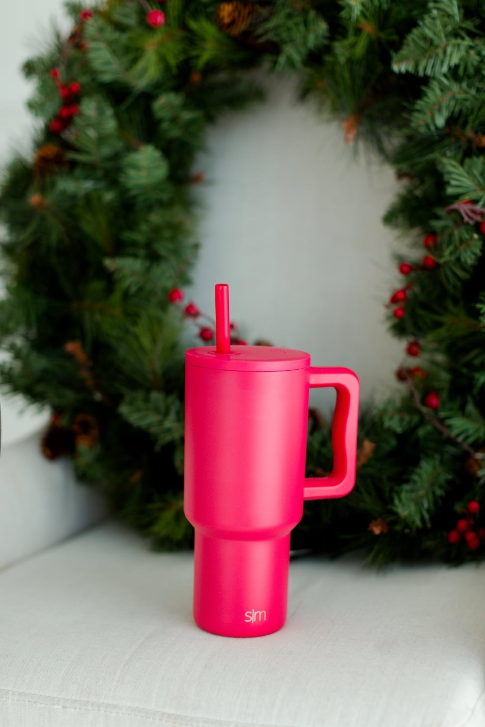 Simple Modern 30 fl oz Insulated Stainless Steel Trek Tumbler with Straw Lid | Seaglass Sage and Cream Checkmate 23VN