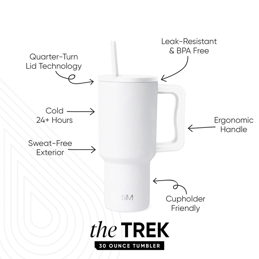 Simple Modern 30 fl oz Insulated Stainless Steel Trek Tumbler with Straw Lid | Seaglass Sage and Cream Checkmate 23VN