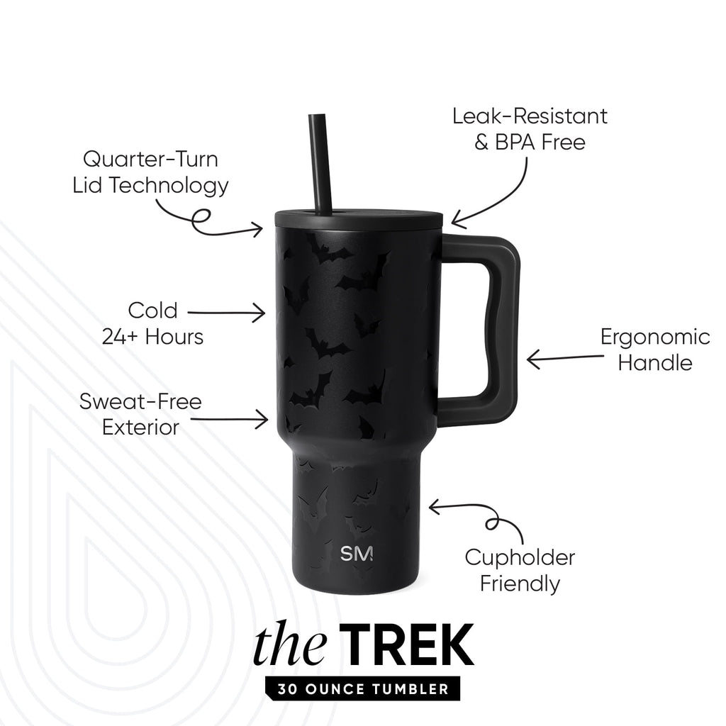 Simple Modern 30 fl oz Insulated Stainless Steel Trek Tumbler with Straw Lid | Seaglass Sage and Cream Checkmate 23VN