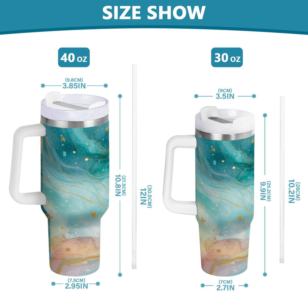40 oz Insulated Stainless Steel Tumbler Double Wall Stainless Steel Tumbler with 2-Way Drinking Beautiful Watercolor Stars 8MMH